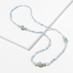 Kara blue aquamarine long necklace