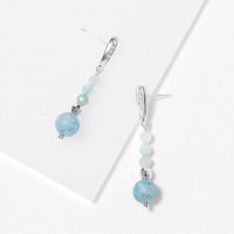Aquamarine earrings and white zircons