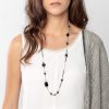 Onyx and pyrite long necklace