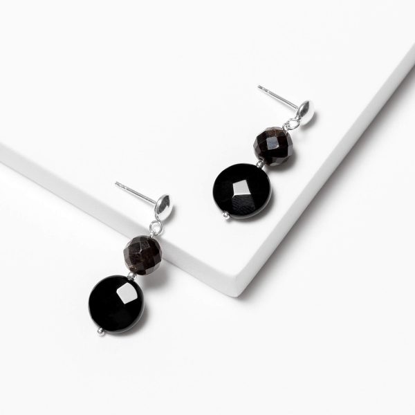 Muscovite and onyx earrings marybola