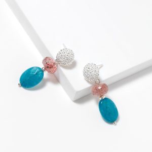 pendientes cuarzo azul capri erizo