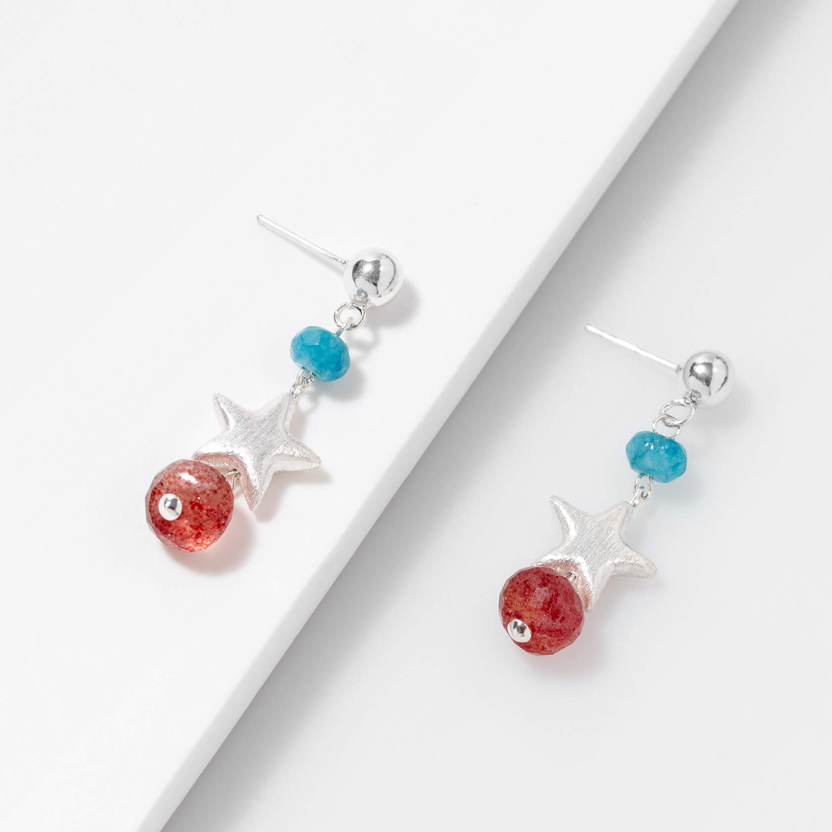 Strawberry-quartz-earrings-starfish 
