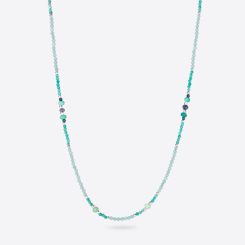 Iolite and amazonite long necklace 