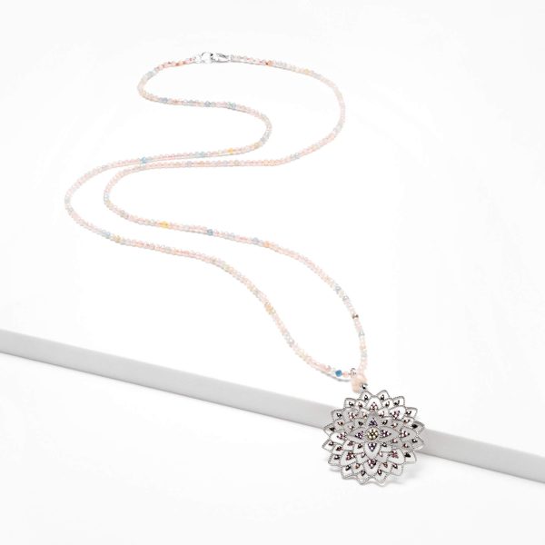 mandala long necklace with silver