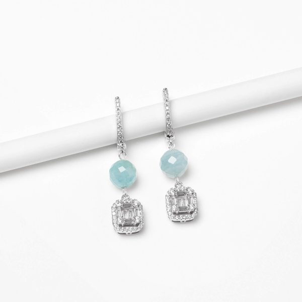 Square aquamarine nube earrings