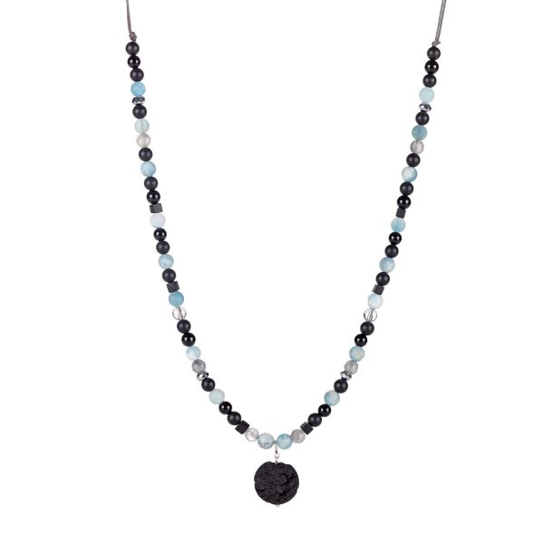 Unisex lava and onyx necklace