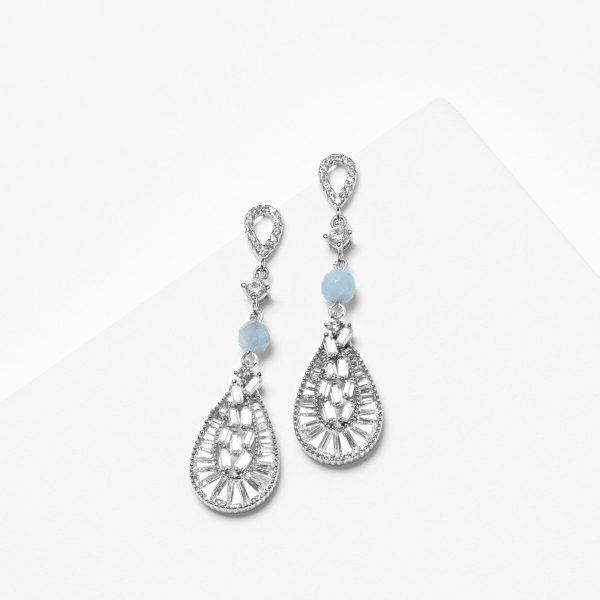 aquamarine and zirconias earrings