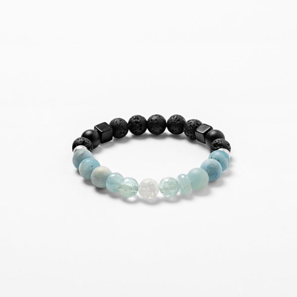 Aquamarine and lava bracelet