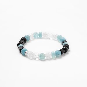 Unisex bracelet made of aquamarine and quartz marybola