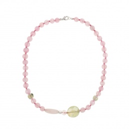 Rose quartz and prehnite necklace 