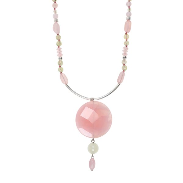 Rose quartz long necklace