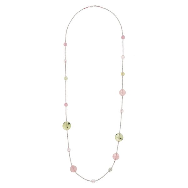 Rose quartz and silver necklace