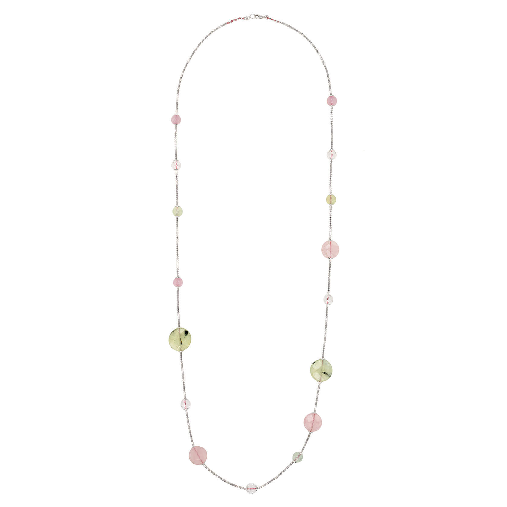 Rose quartz and silver necklace