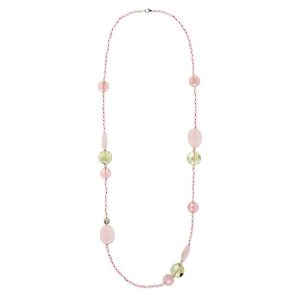 long mate rose quartz necklace