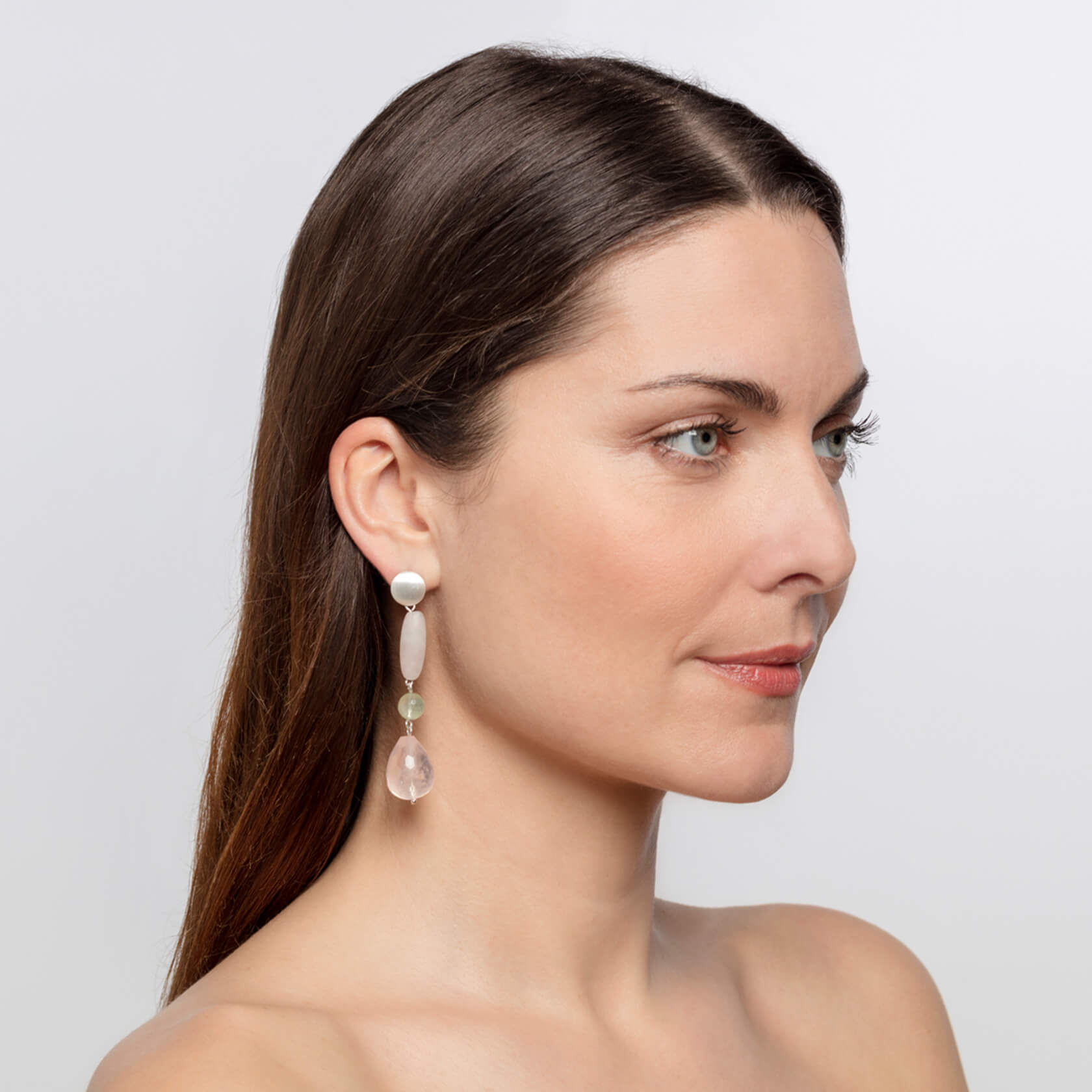 marybola long rose quartz earrings