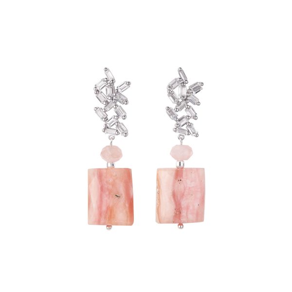 Rose opal long earrings