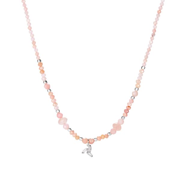 Short necklace of rose opal