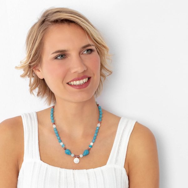 Angelite and aquamarine short necklace