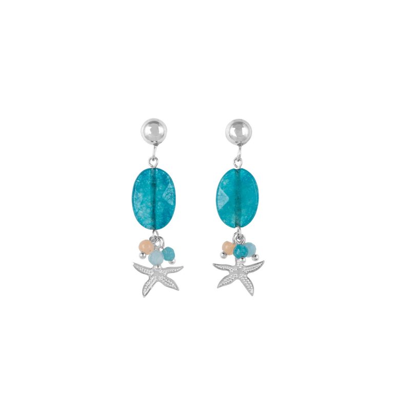 pendientes de cuarzo azul con estrella