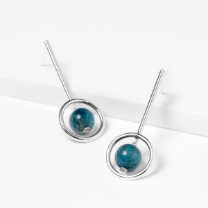 Blue apatite and silver earrings