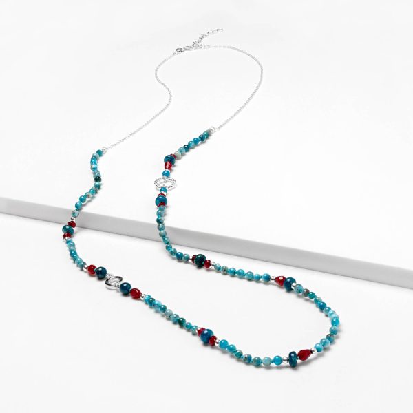 Apatite and agate necklace with chain