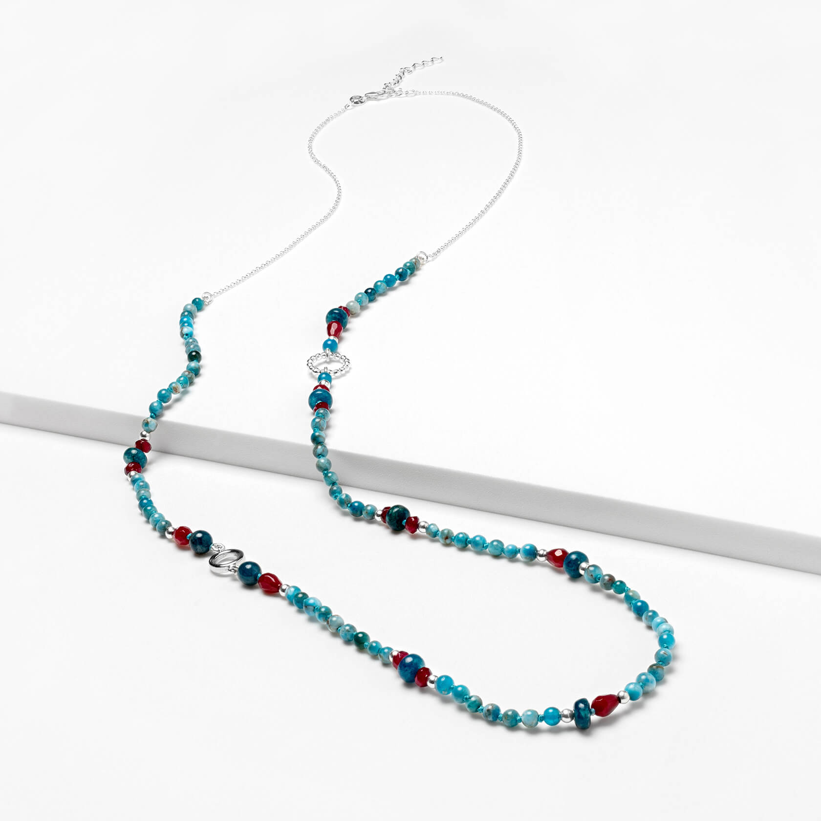 Apatite and agate necklace with chain