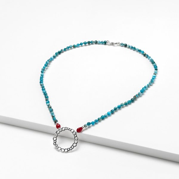 Blue apatite and agate necklace