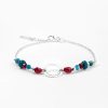 Ruby agate and blue apatite bracelet