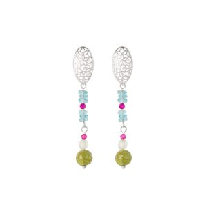 Apatite earrings with oval mandala
