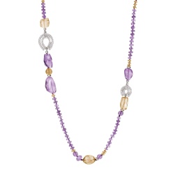 Citrine and amethyst long necklace 